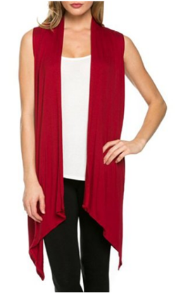 Women's Lightweight Sleeveless Asymmetrical Hem Open Front Viscose Cardigan Vest